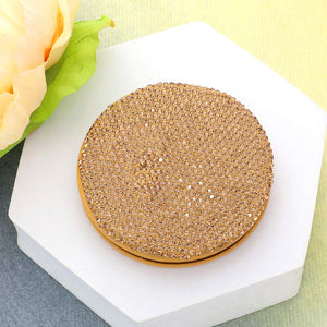Bling Round Compact Mirror Gold Stone