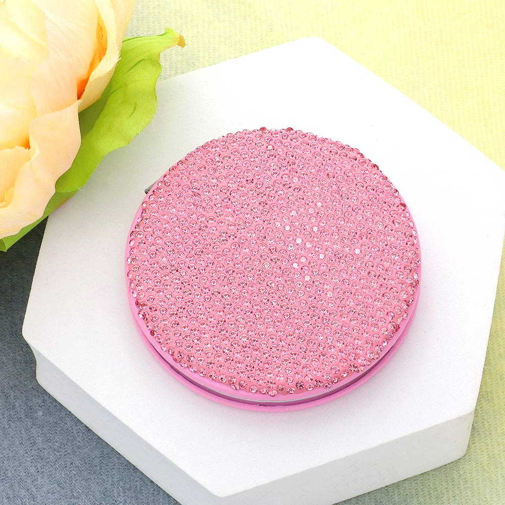 Bling Round Compact Mirror Pink