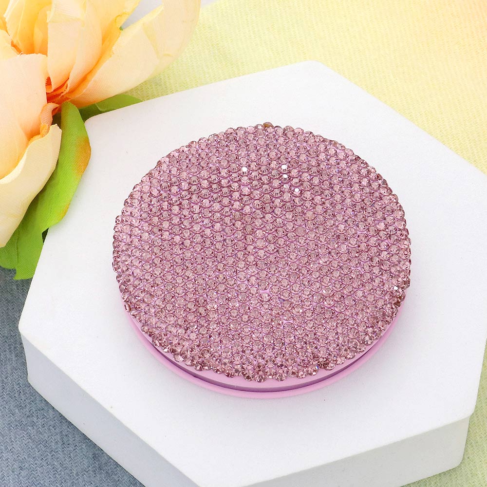 Bling Round Compact Mirror Purple
