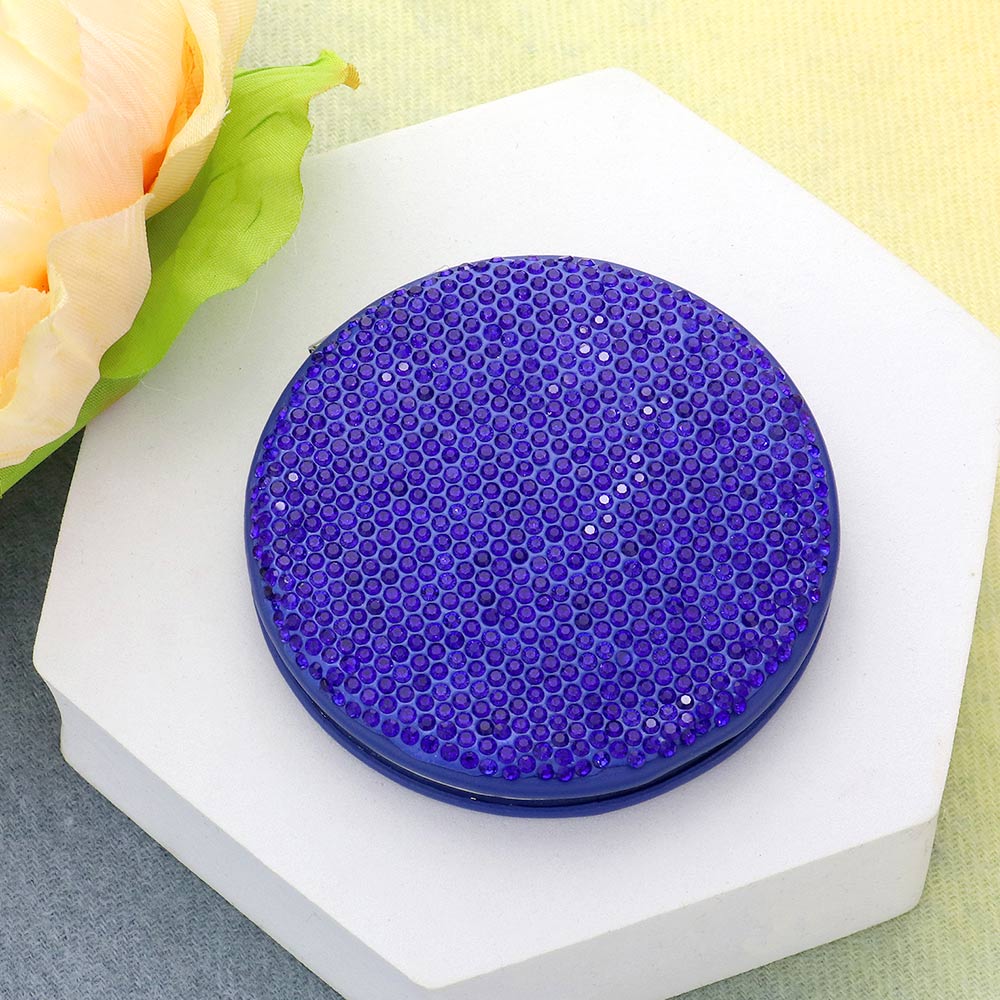 Bling Round Compact Mirror Royal Blue