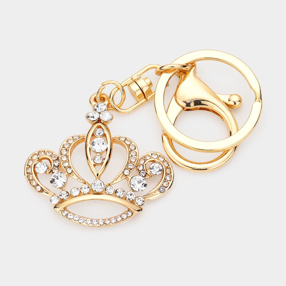 Bling Crown Keychain Clear on Gold