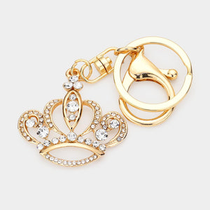 Bling Crown Keychain Clear on Gold
