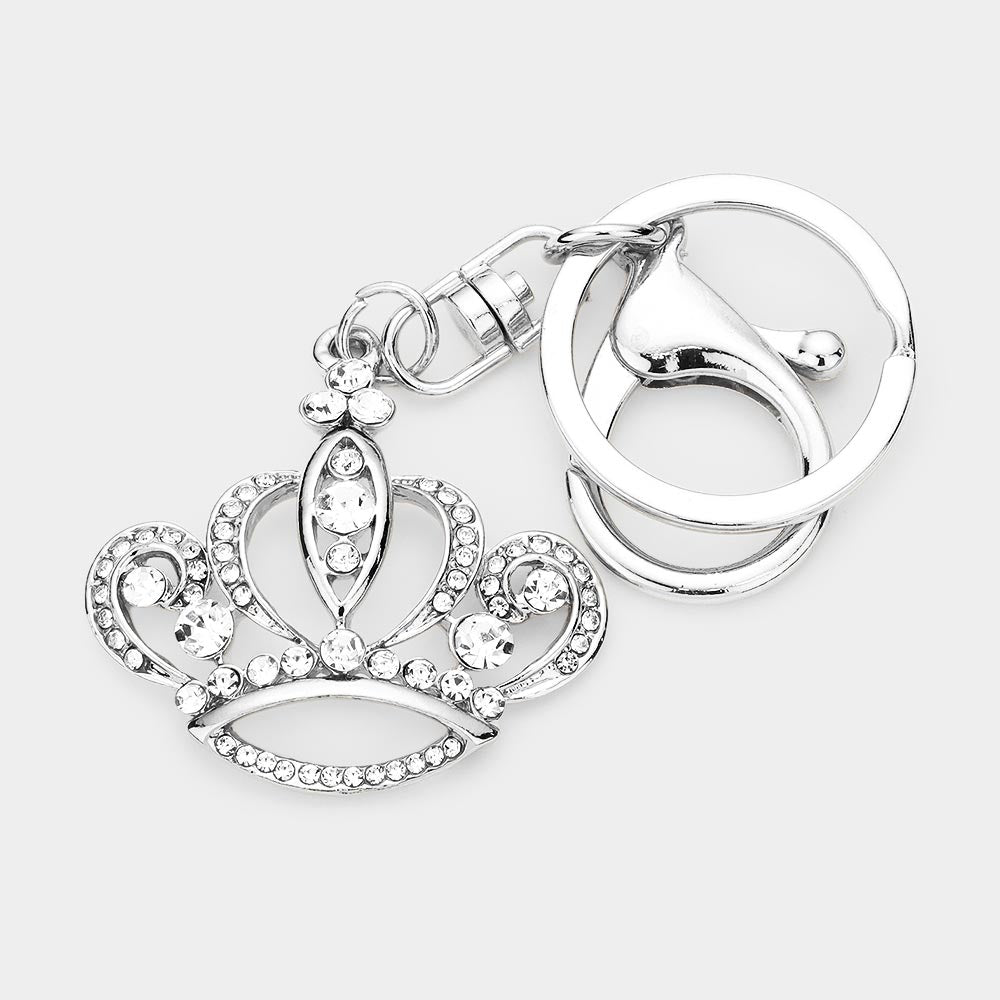 Bling Crown Keychain AB on Silver