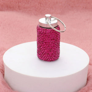 Bling Fuchsia Hot Pink Small Pill Case | Bling Pill Case Keychain | Bling Products