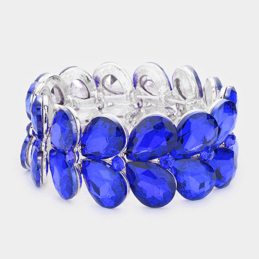 Sapphire Teardrop Stone Stretch Pageant Bracelet | Sapphire Bracelet
