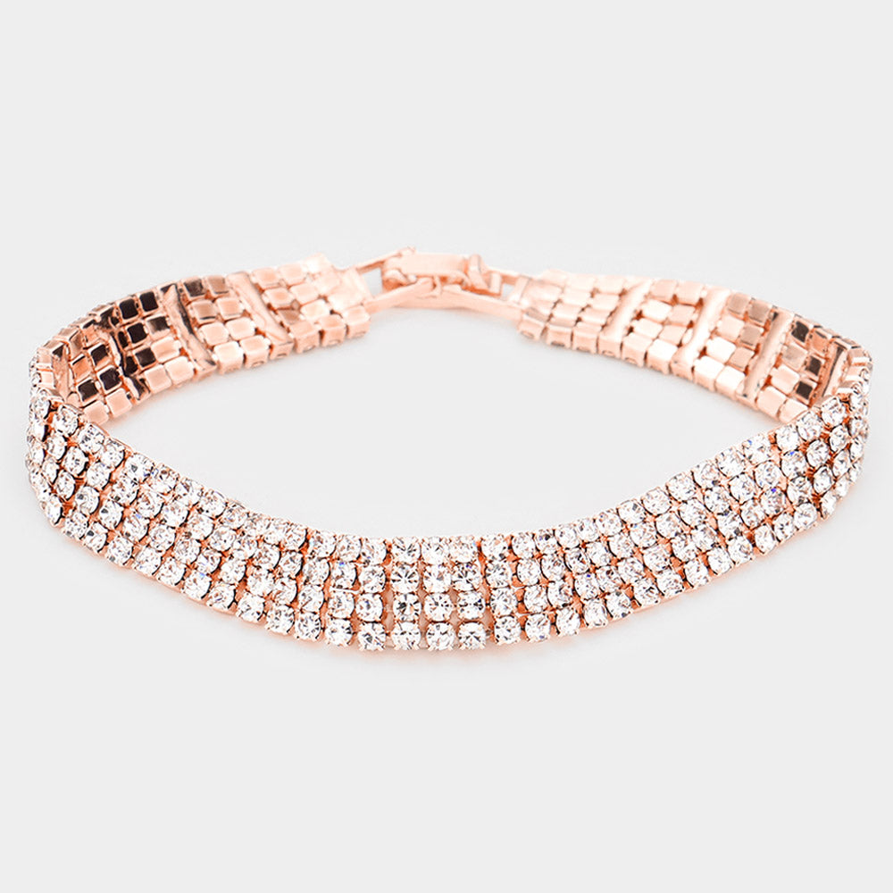 4 Row Crystal Rhinestone Bracelet | Pageant Jewelry 