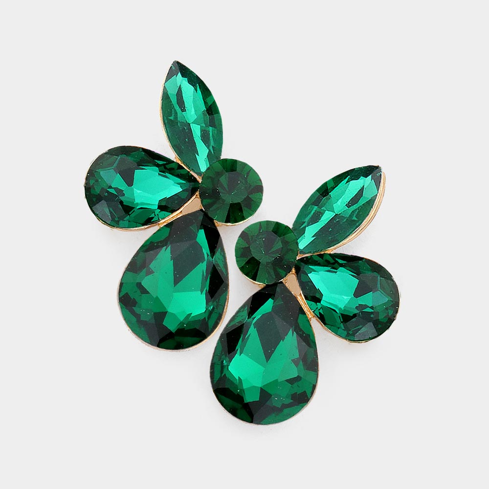 Emerald Teardrop and Marquise Stone Pageant Earrings | Interview Earrings