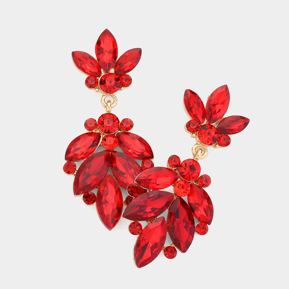 Red CZ Teardrop Pageant Earrings | Prom Earrings 