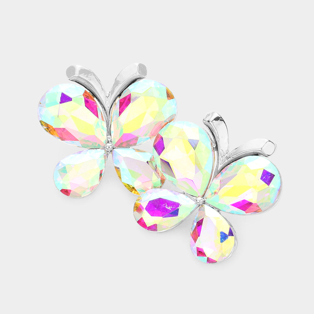 AB Teardrop Butterfly Pageant Earrings | Prom Earrings