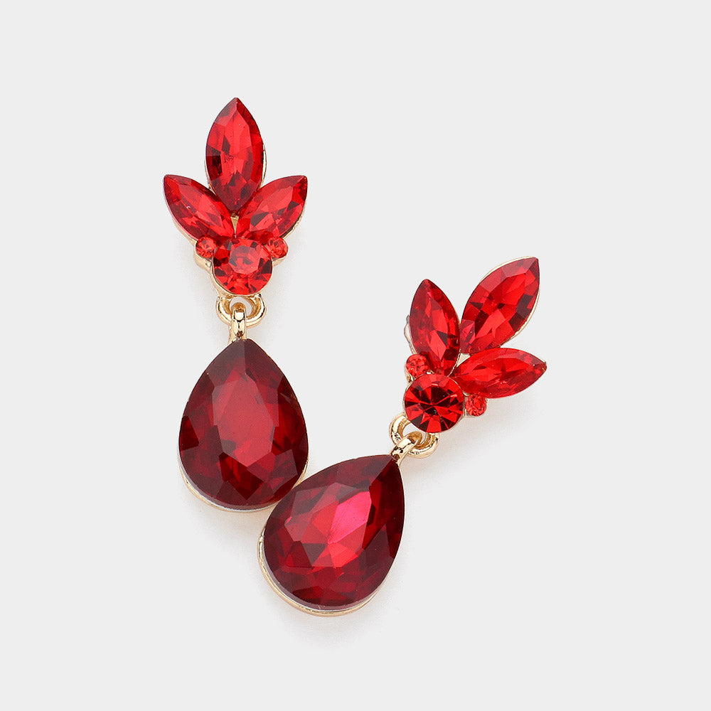 Red Teardrop and Marquise Dangle Pageant Earrings  | Interview Earrings