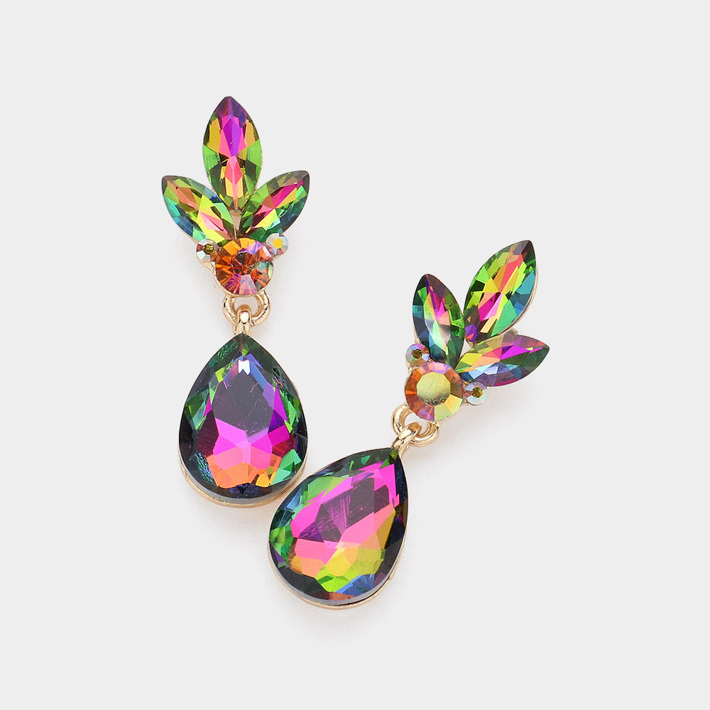 Multi-Color Teardrop and Marquise Dangle Pageant Earrings  | Interview Earrings