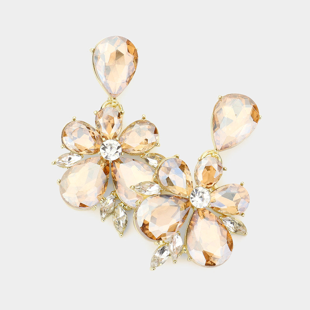 Light Topaz Crystal Teardrop Stone Dangle Pageant Earrings  | Fun Fashion Earrings