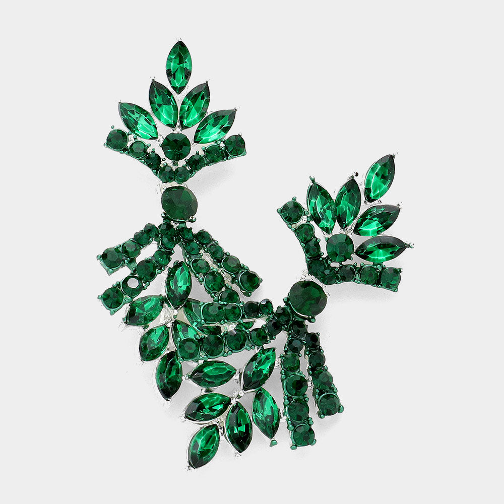 Emerald Multi Shape Stone Cluster Pageant Earrings | Pageant Jewelry