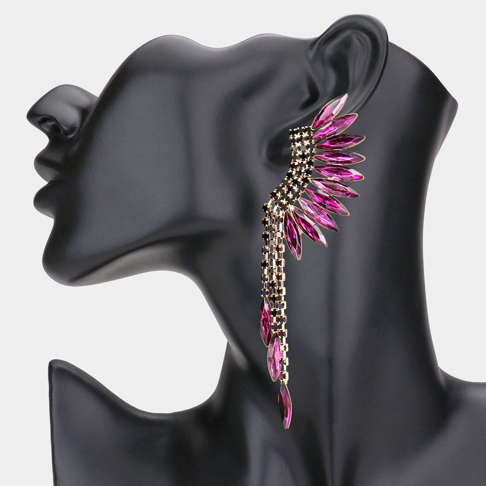 Amethyst Crystal Angel Wing Pageant Earrings  | Prom Earrings