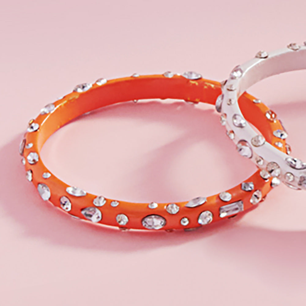 Orange Multi Stone Fun Fashion Bangle Bracelet | Outfit of Choice Jewelry