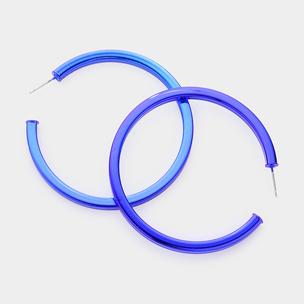 Blue Hoop Earrings | 2.4" | Fun Fashion Earrings 
