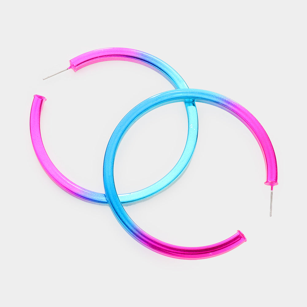 Multi-Color Hoop Earrings | 2.4" | Fun Fashion Earrings