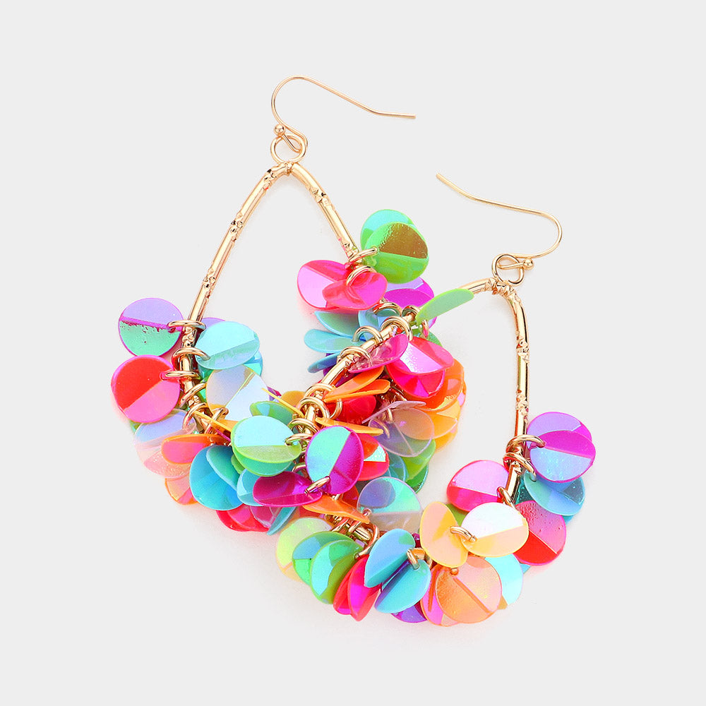 Multi-Color Sequin Fun Fashion Dangle Earrings
