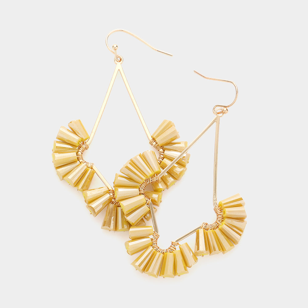 Mustard Bead Wrapped Abstract Dangle Fun Fashion Earrings | Outfit of Choice Earrings