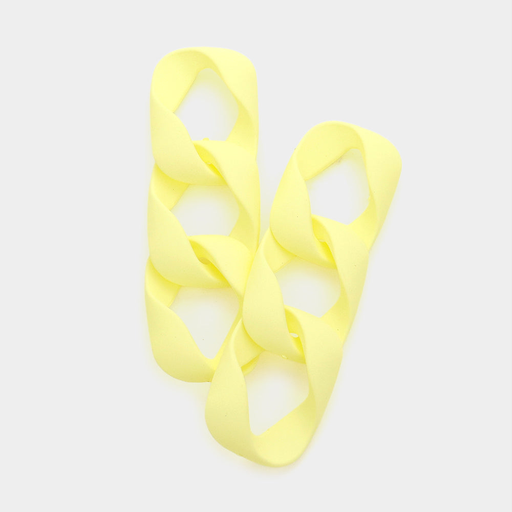 Long Yellow Colored Chain Link Fun Fashion Earrings | Runway Earrings