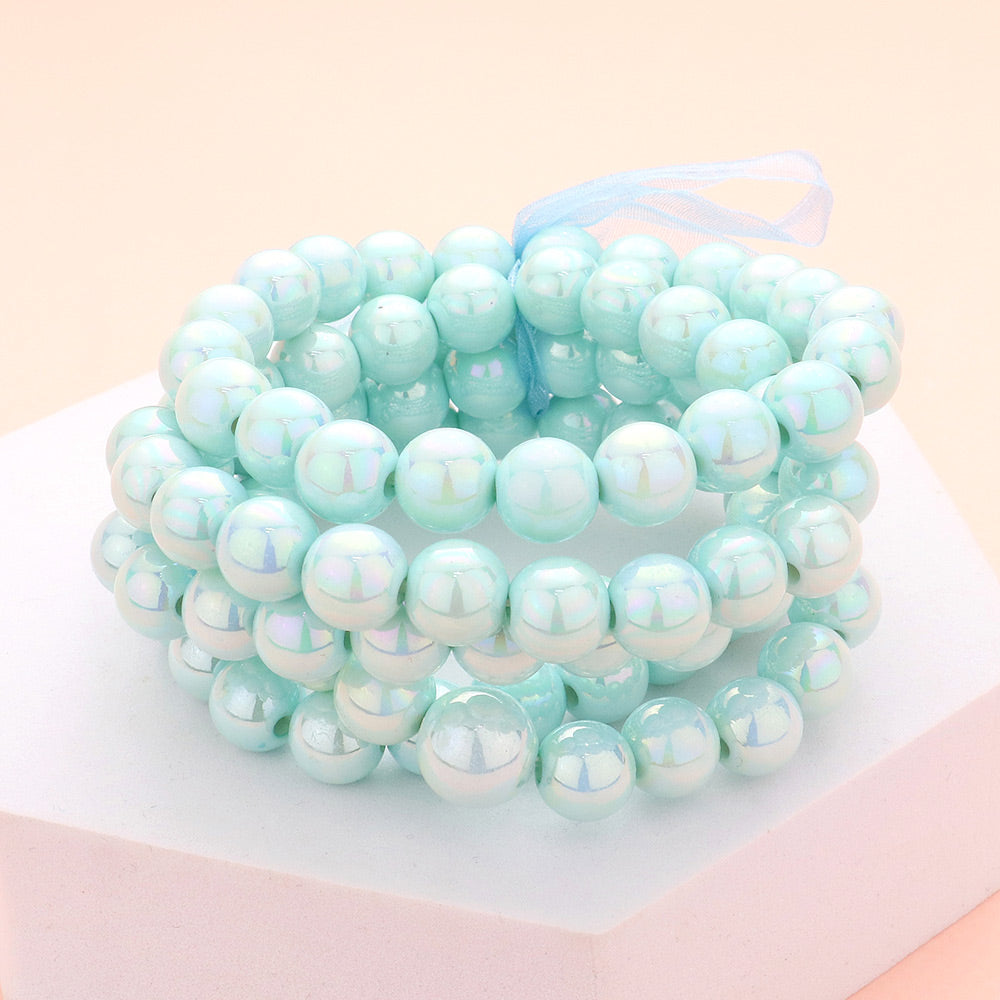 3 Piece Turquoise Metallic Layered Bangle Bracelets | Fun Fashion Jewelry