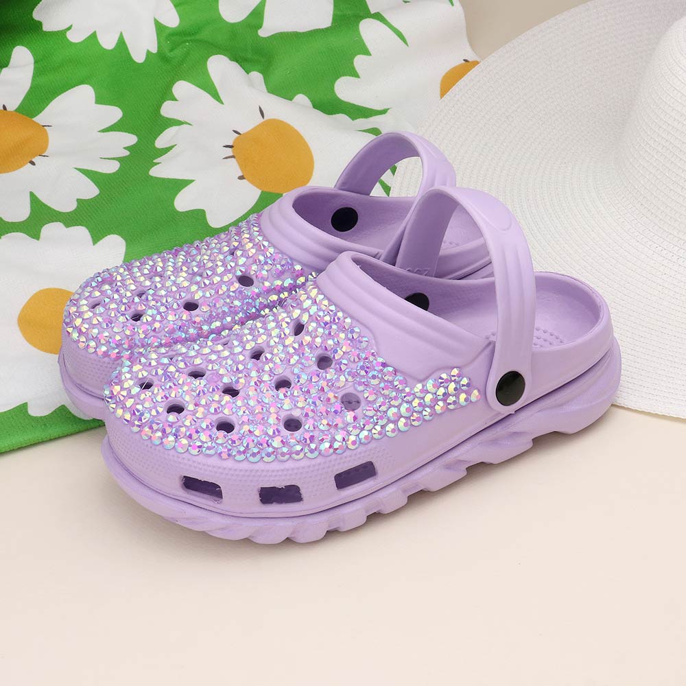 Purple Bling Sandals | Lavender Slide Sandals | Purple Bling Slip On Sandals | Sizes S/M/L | L&M Bling