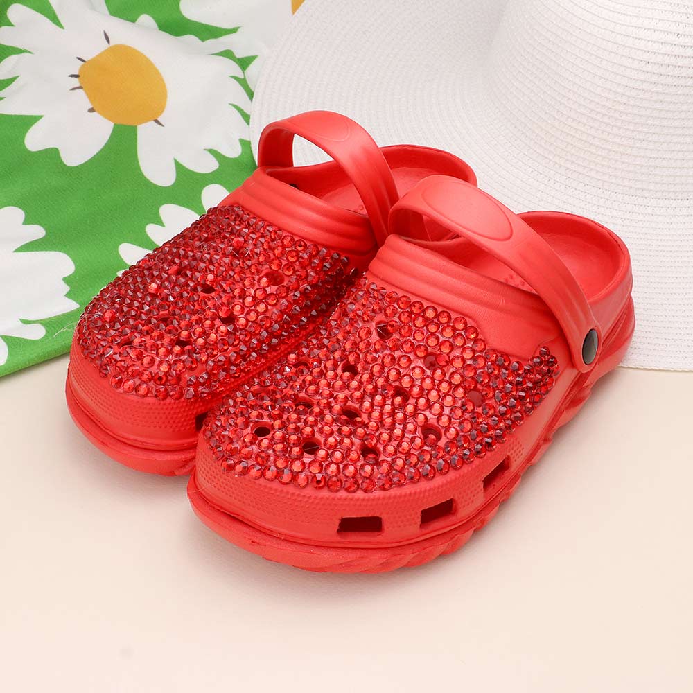 Red Bling Sandals | Bling Slide Sandals | Red Bling Slip On Sandals | Sizes S/M/L