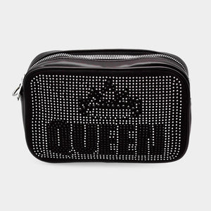 Bling Queen Message with Crown Crossbody Bag Silver Studs