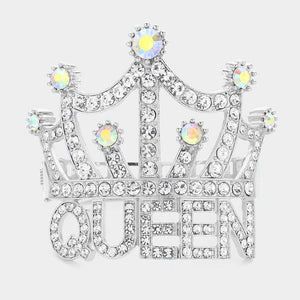 Queen Message Crown Hinged Bracelet on Silver