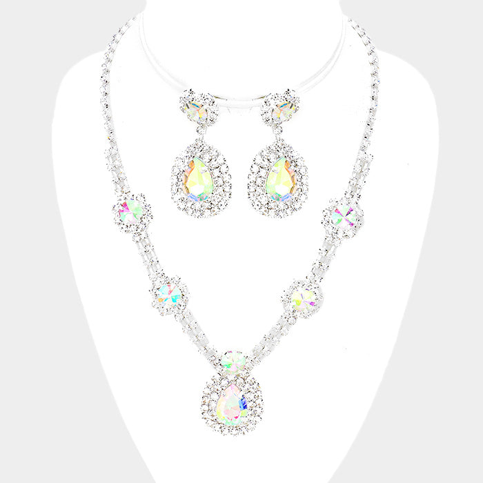 AB Crystal Fashion Necklace and Earring Set 