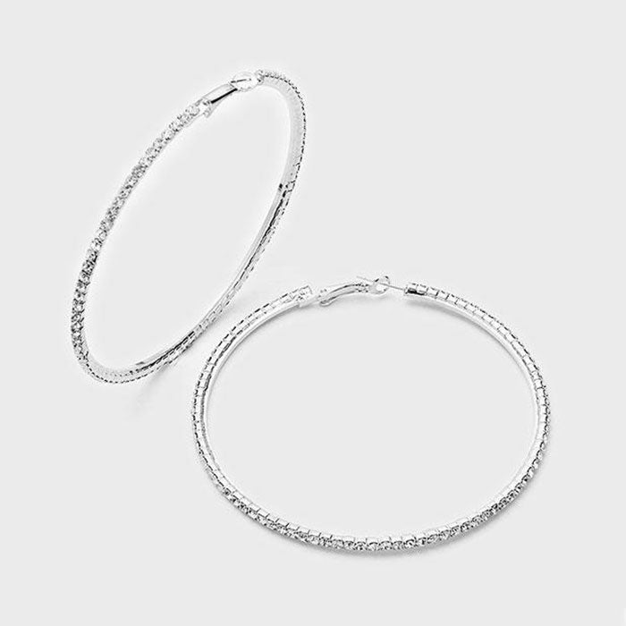 Crystal Hoop Earrings | 3" | 254060