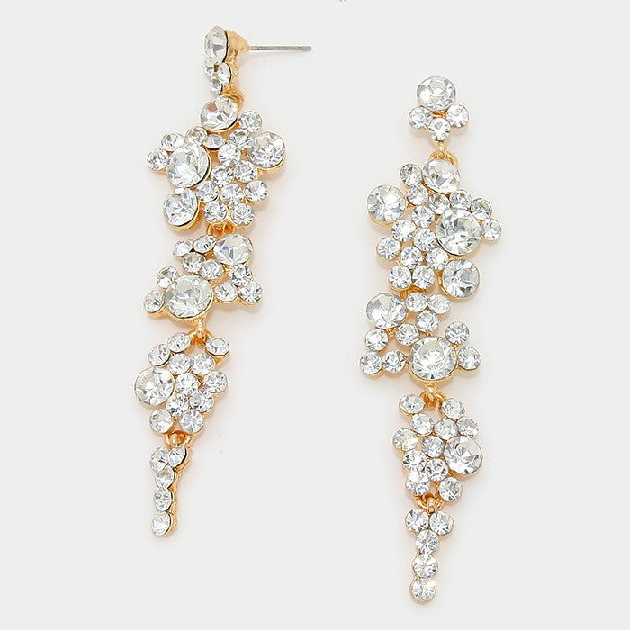 Crystal Long Dangle Earrings on Gold | 294866