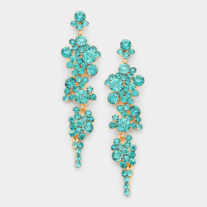 Aqua Crystal Long Dangle Earrings | 294863