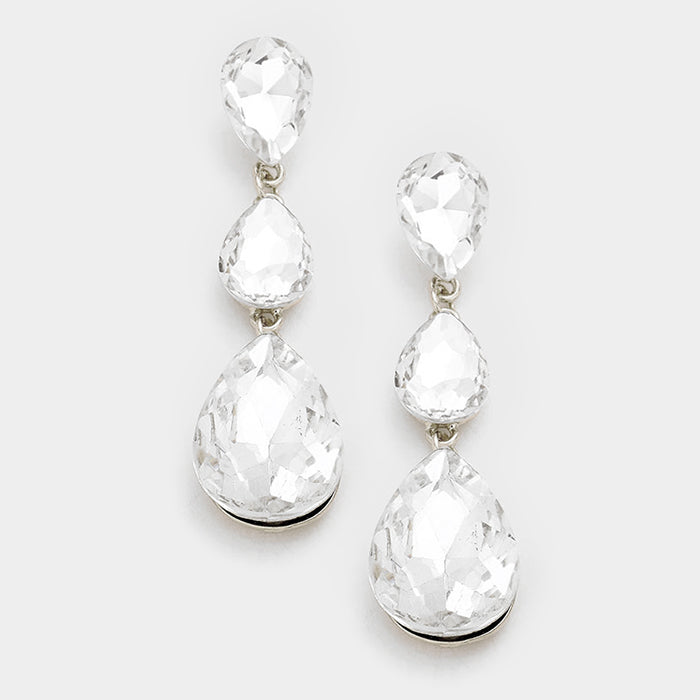 Crystal Triple Teardrop Earrings | 237740