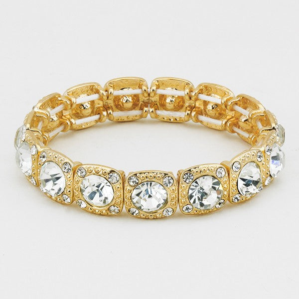 Crystal Stretch Fashion Bracelet with Rhinestones on Gold | 115605