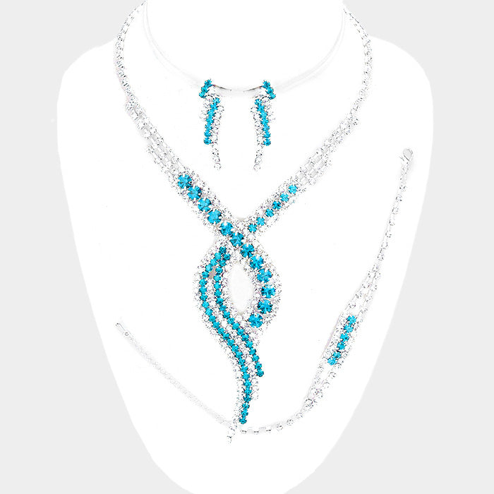 Aqua Swirl Rhinestone Jewelry Set