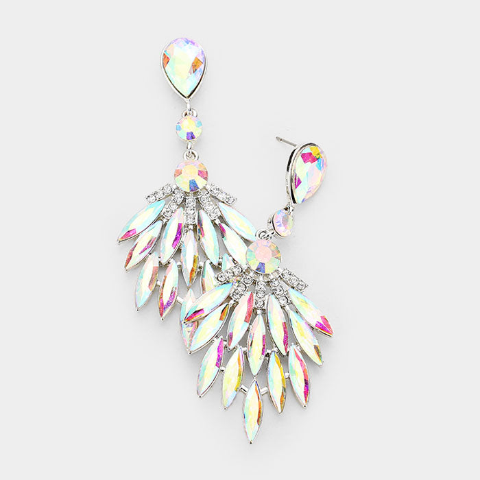 AB Crystal Cluster Leaf Pageant Earrings | 410302