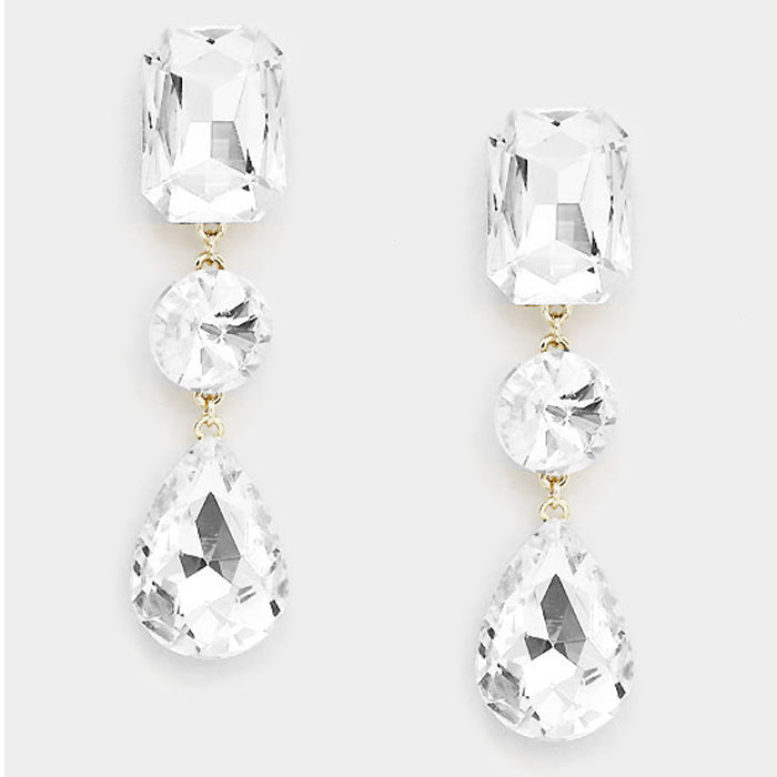Crystal Multi Shape Drop Earrings on Gold | 233629