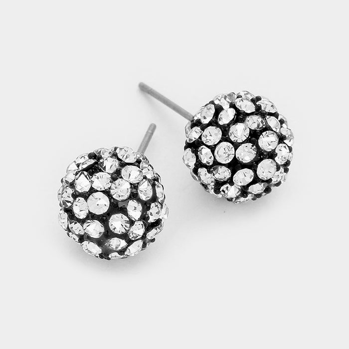 Little Girls Crystal Disco Ball Stud Earrings on Black | 91842
