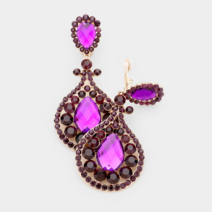 Purple Chandelier Earrings | Clip On | 418358