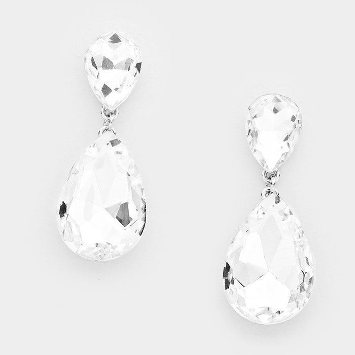 Crystal Teardrop Earrings on Silver | 237729