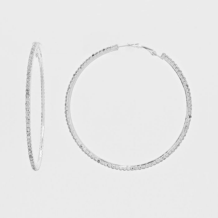 Rhinestone Hoop Earrings | 2.5" | 269224