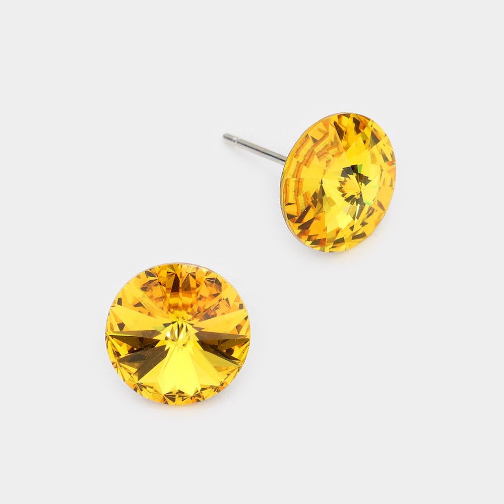 Yellow Small Round Crystal Stud Earrings | 10mm = 0.39"