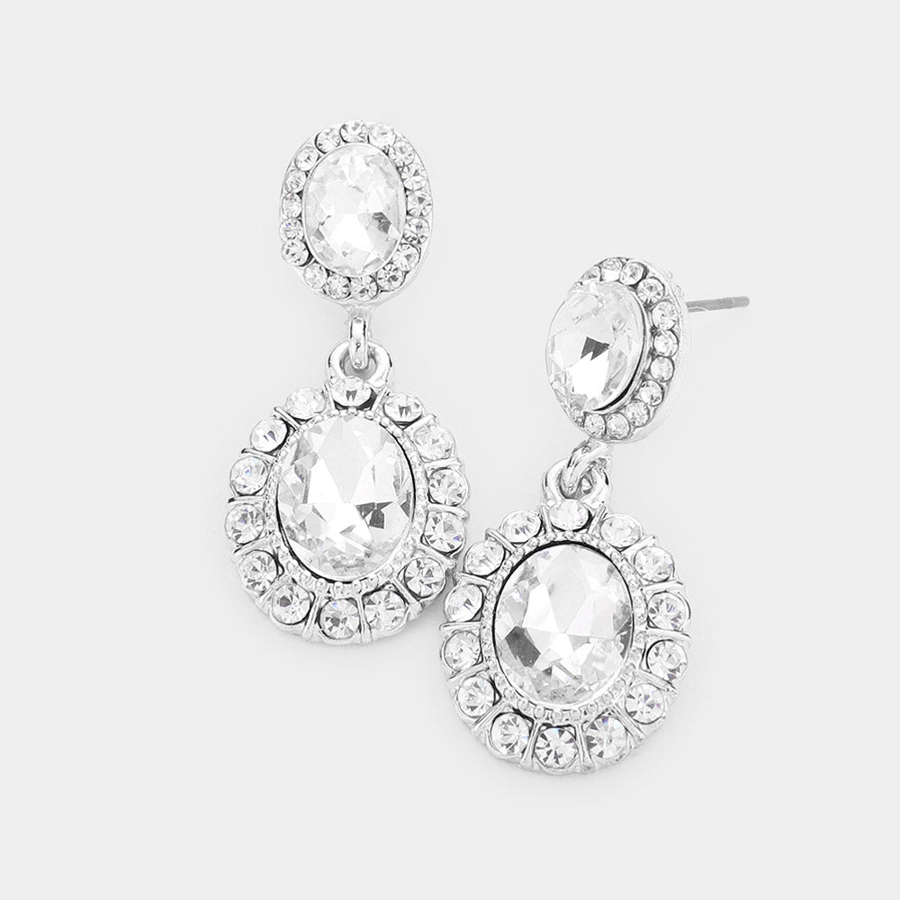 Little Girls Clear Crystal Round Drop Earrings on Silver  | 464616