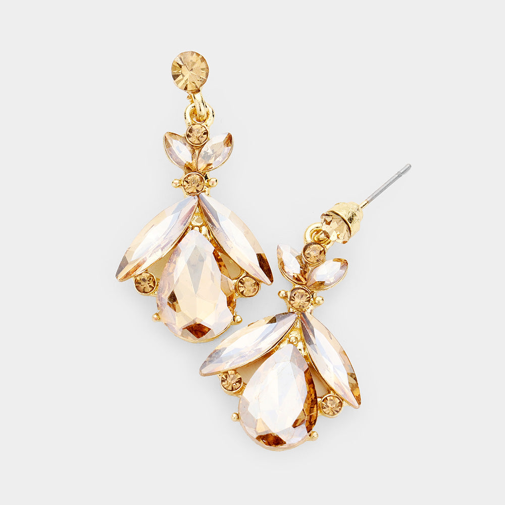 Small Gold Crystal Abstract Dangle Earrings | 452318