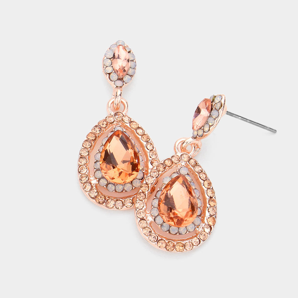 Little Girls Light Peach Crystal Pageant Earrings 