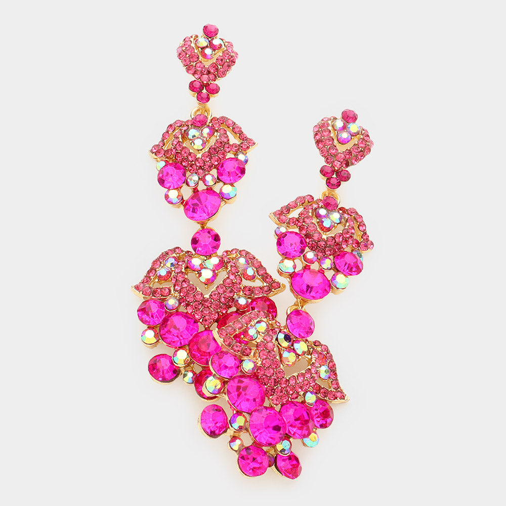 Fuchsia Crystal Dangle Earrings | Lauren