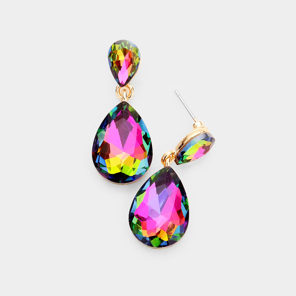 Small Multi-Color Crystal Teardrop Dangle Earrings | Little Girls | Older Girls Interview