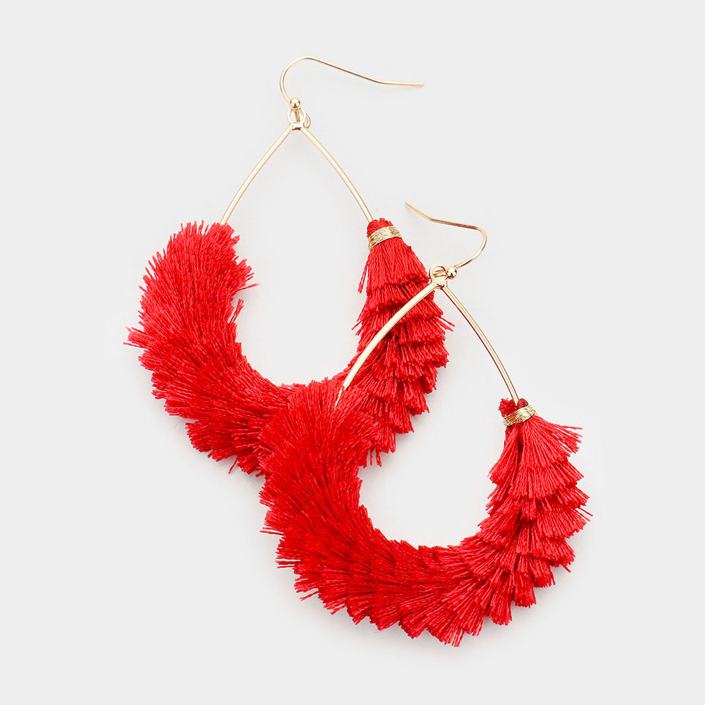 Fun Fashion Red Drop Tassel Earrings