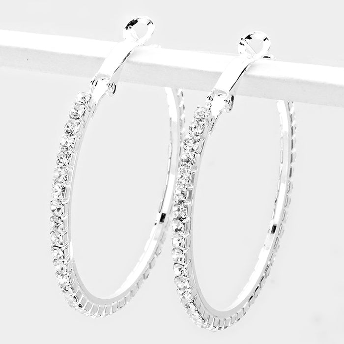 1.75' Crystal rhinestone hoop earrings